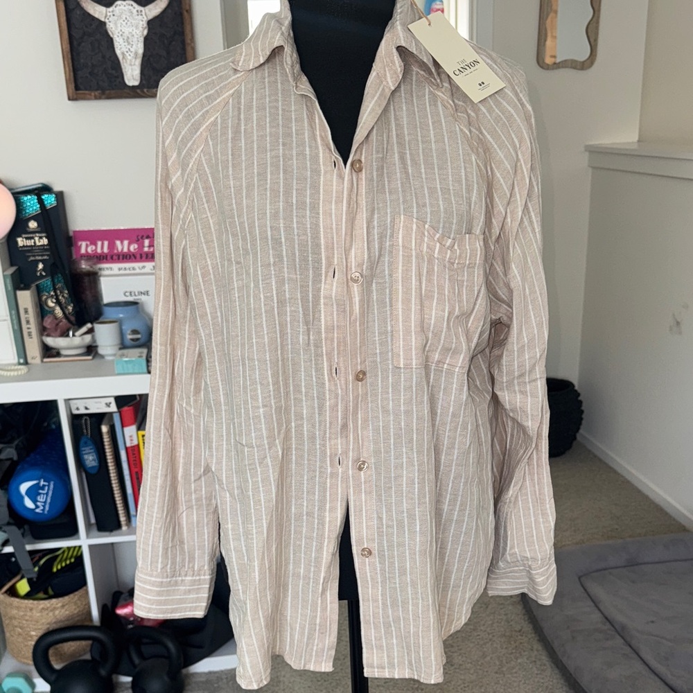 Celine Tan Striped perfect linen top by z supply NWT